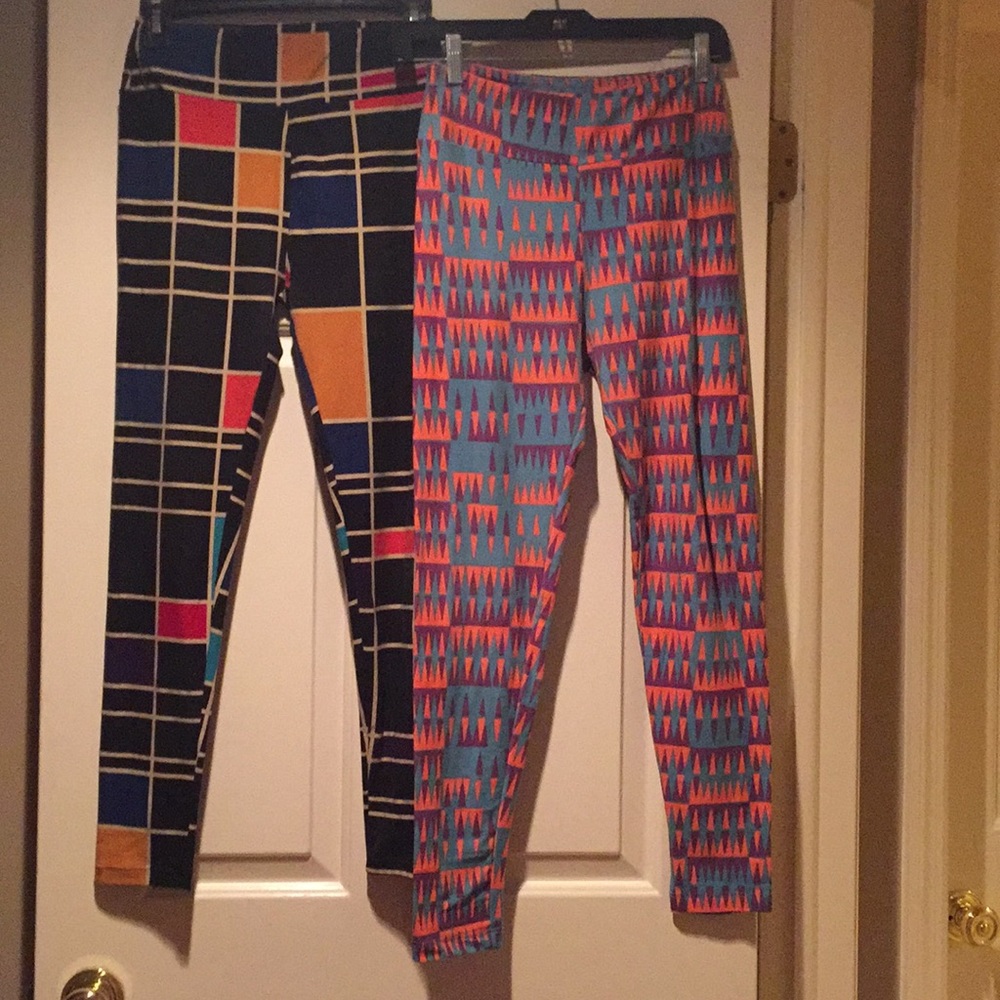 Two Pairs of Colorful LuLaRoe leggings. 0/S